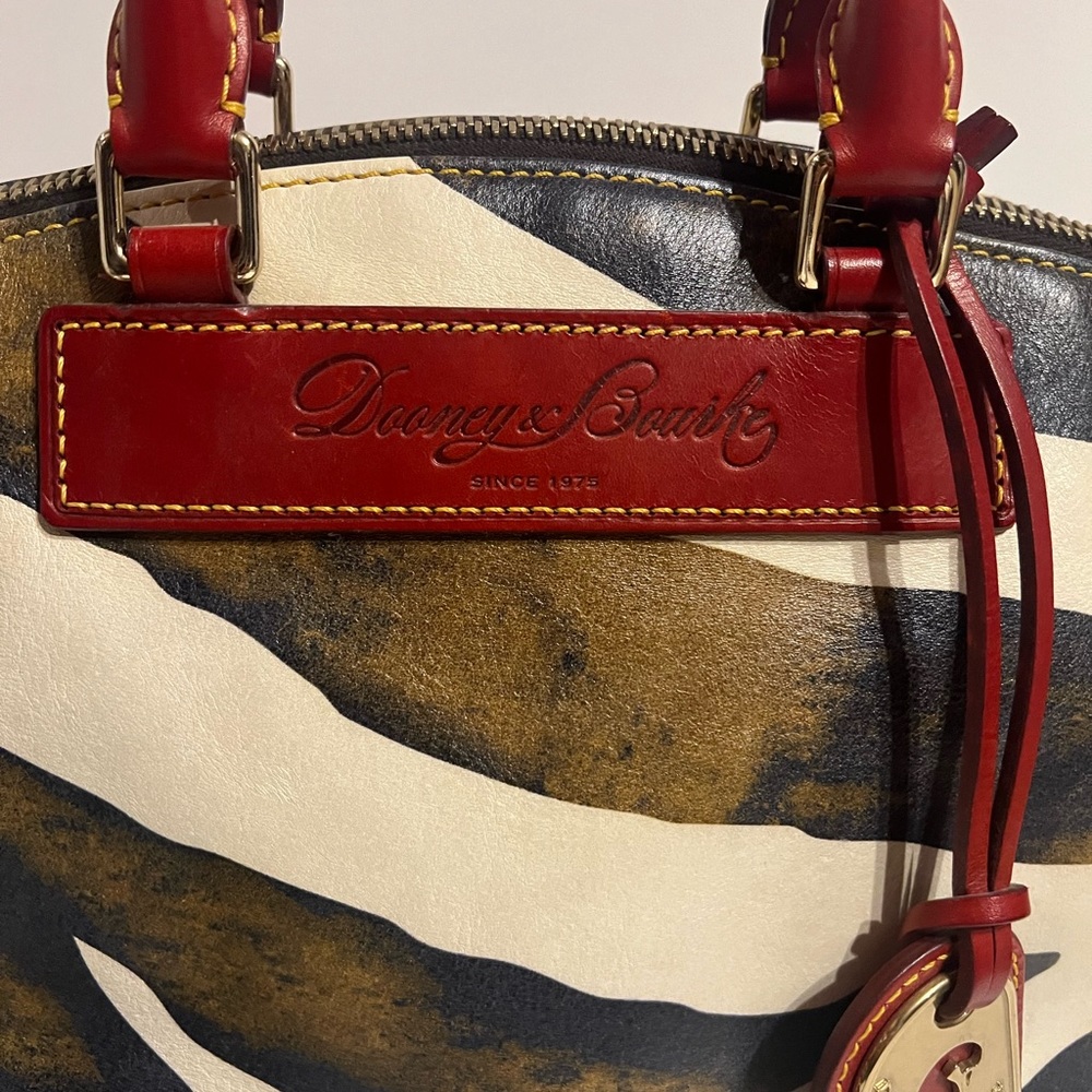 Dooney & Bourke Red Trim Zebra Print Satchel - Picture 6 of 11